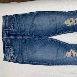 Mother High Waisted Looker Ankle Fray Jeans